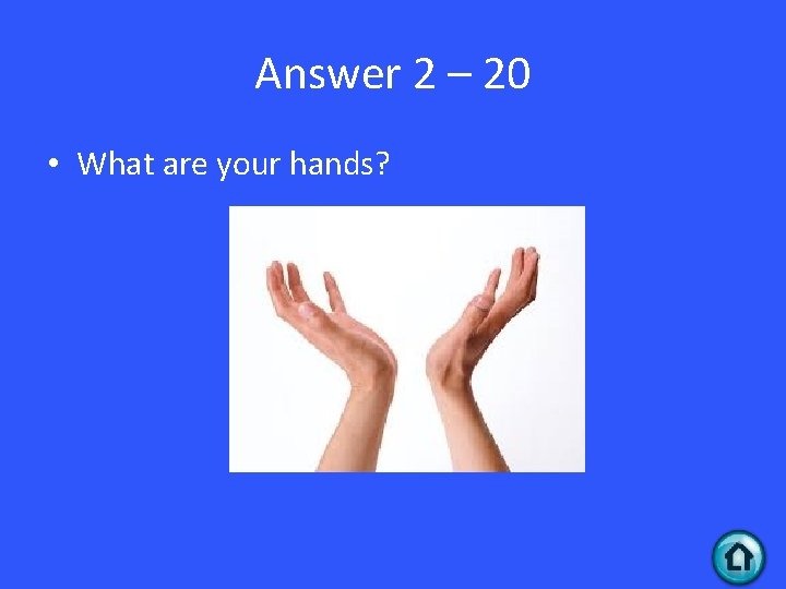 Answer 2 – 20 • What are your hands? 