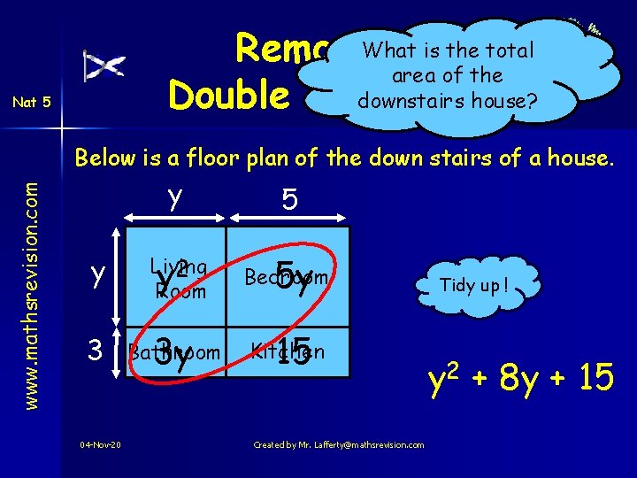 What is the total Removing area of the Double Brackets downstairs house? Nat 5