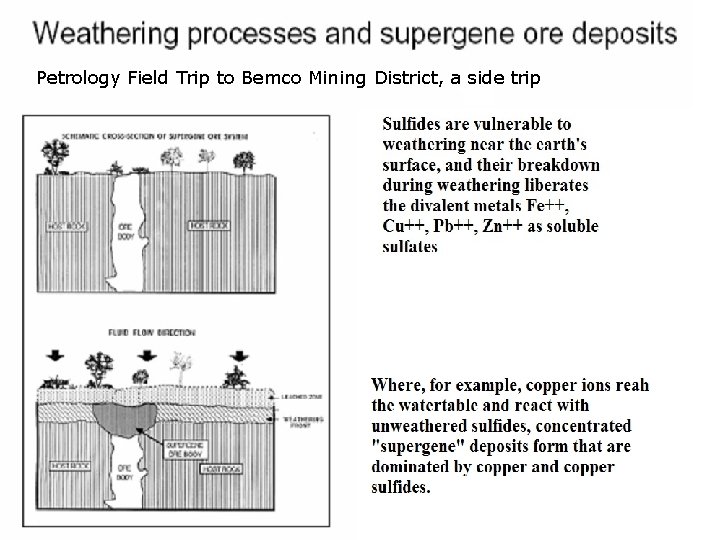 Petrology Field Trip to Bemco Mining District, a side trip 
