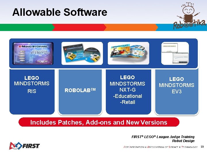 Allowable Software LEGO MINDSTORMS RIS ROBOLABTM LEGO MINDSTORMS NXT-G -Educational -Retail LEGO MINDSTORMS EV