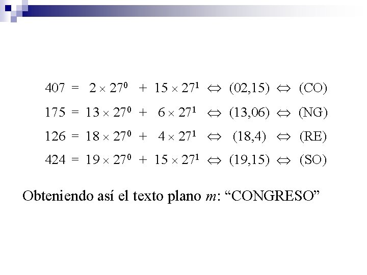 407 = 2 270 + 15 271 (02, 15) (CO) 175 = 13 270
