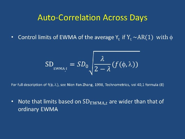 Auto-Correlation Across Days •  Auto-Correlation Across Days •