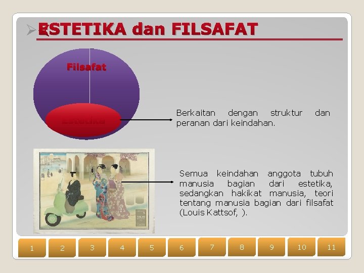 ØESTETIKA dan FILSAFAT Filsafat Berkaitan dengan struktur peranan dari keindahan. Estetika dan Semua keindahan