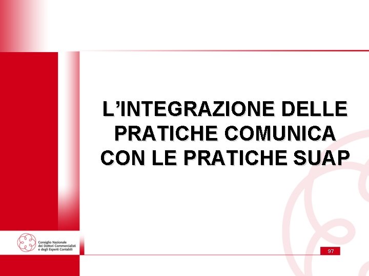 L’INTEGRAZIONE DELLE PRATICHE COMUNICA CON LE PRATICHE SUAP 97 