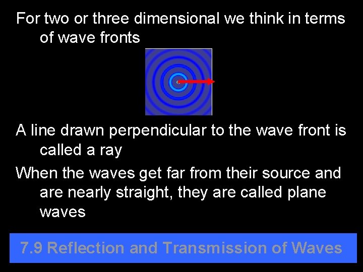 For two or three dimensional we think in terms of wave fronts A line