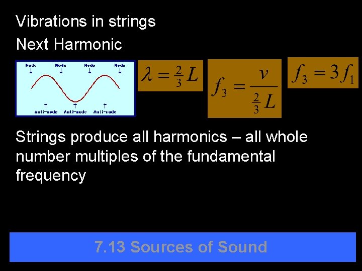 Vibrations in strings Next Harmonic Strings produce all harmonics – all whole number multiples