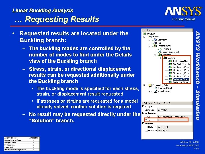 Linear Buckling Analysis … Requesting Results – The buckling modes are controlled by the