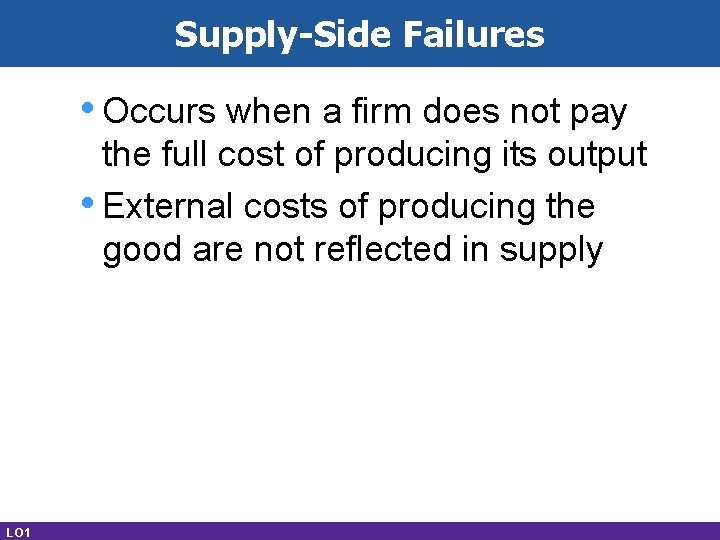 Supply-Side Failures • Occurs when a firm does not pay the full cost of