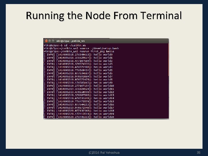Running the Node From Terminal (C)2016 Roi Yehoshua 35 