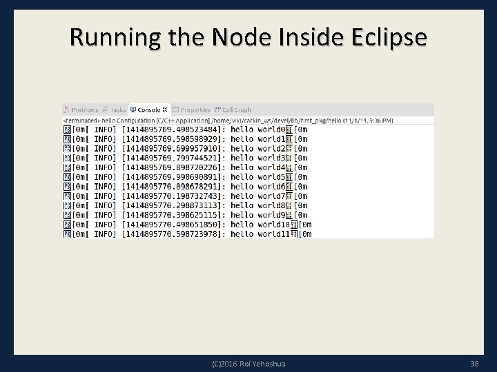 Running the Node Inside Eclipse (C)2016 Roi Yehoshua 38 