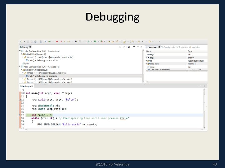 Debugging (C)2016 Roi Yehoshua 40 