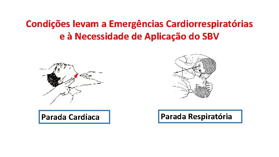 Condições levam a Emergências Cardiorrespiratórias e à Necessidade de Aplicação do SBV Parada Cardíaca