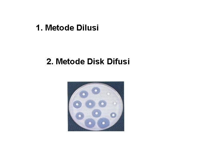 1. Metode Dilusi 2. Metode Disk Difusi 
