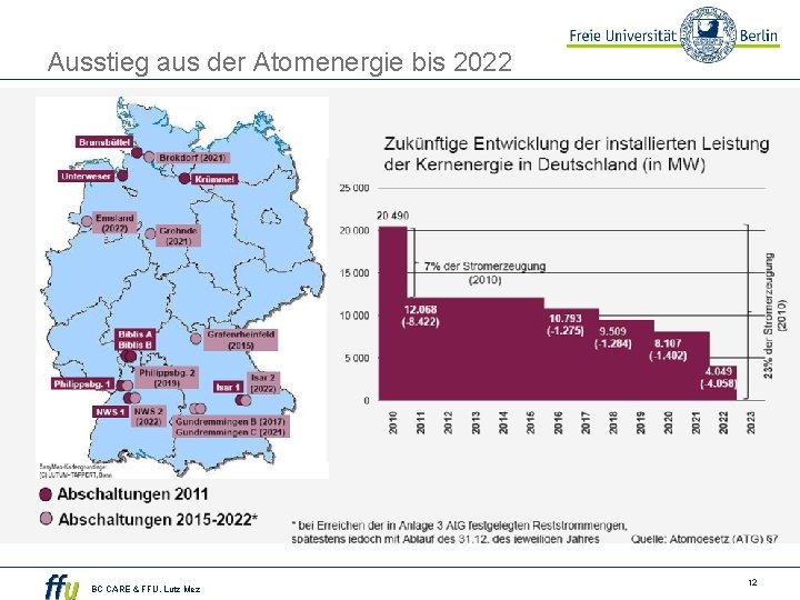 Ausstieg aus der Atomenergie bis 2022 BC CARE & FFU. Lutz Mez 12 