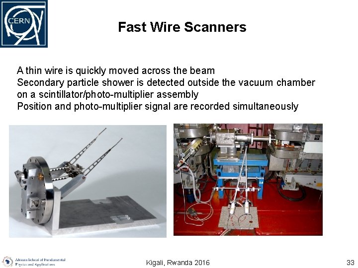 Fast Wire Scanners A thin wire is quickly moved across the beam Secondary particle