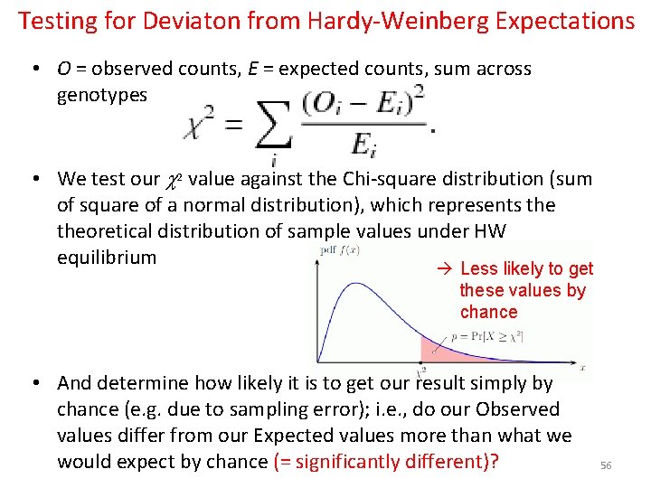 Testing for Deviaton from Hardy-Weinberg Expectations • O = observed counts, E = expected