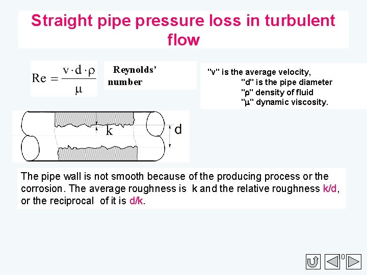 Straight pipe pressure loss in turbulent flow Reynolds’ number "v" is the average velocity,