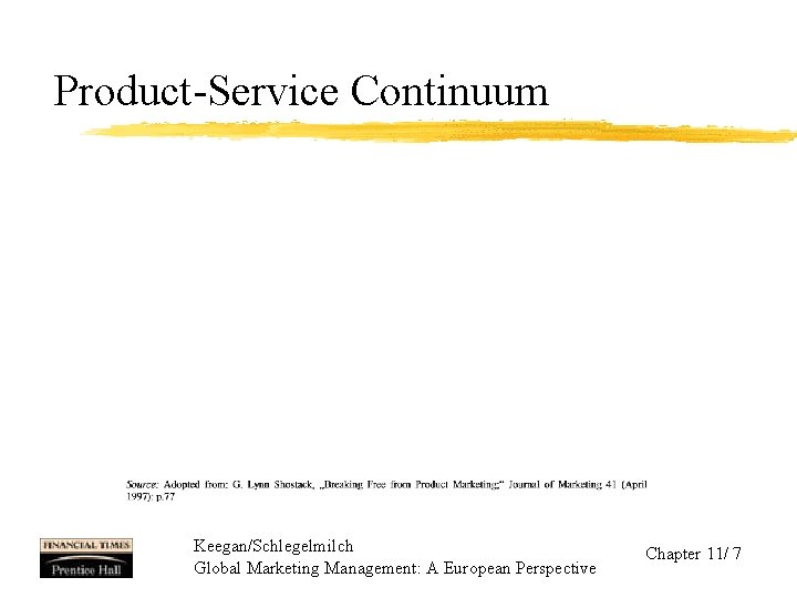 Product-Service Continuum Keegan/Schlegelmilch Global Marketing Management: A European Perspective Chapter 11/ 7 
