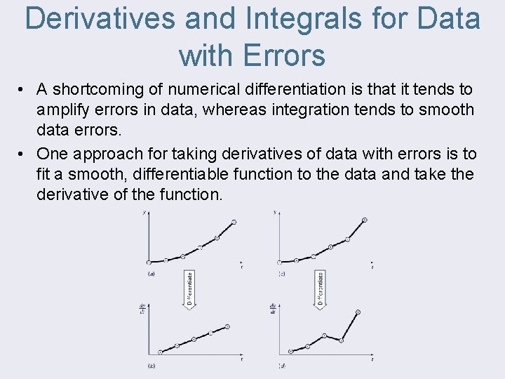Derivatives and Integrals for Data with Errors • A shortcoming of numerical differentiation is