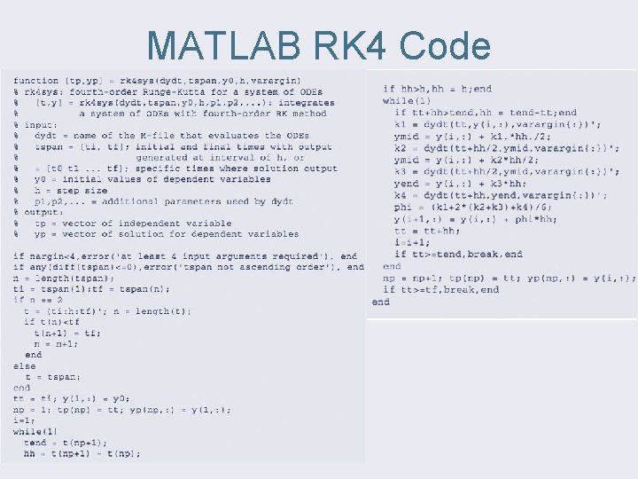 MATLAB RK 4 Code 