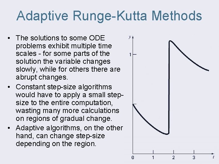 Adaptive Runge-Kutta Methods • The solutions to some ODE problems exhibit multiple time scales