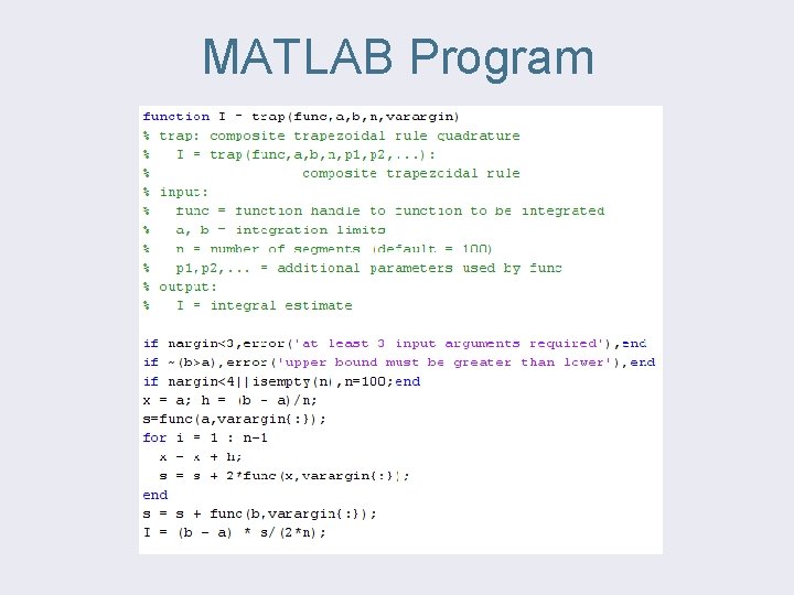 MATLAB Program 