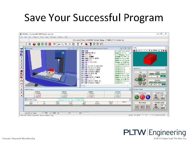 Save Your Successful Program Computer Integrated Manufacturing © 2013 Project Lead The Way, Inc.