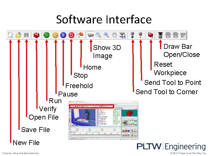 Software Interface Show 3 D Image Home Stop Freehold Pause Run Verify Open File