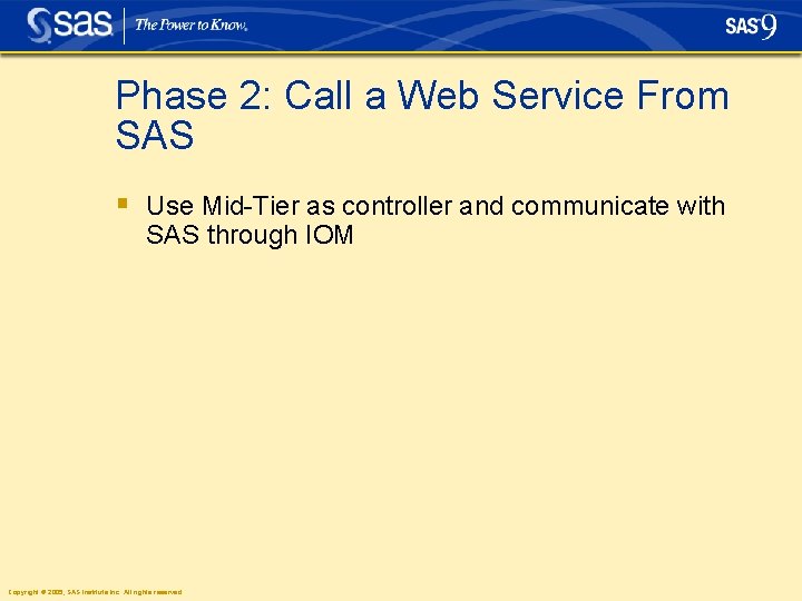 Phase 2: Call a Web Service From SAS § Use Mid-Tier as controller and
