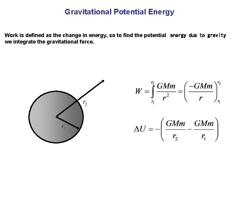 Gravitational Potential Energy Work is defined as the change in energy, so to find