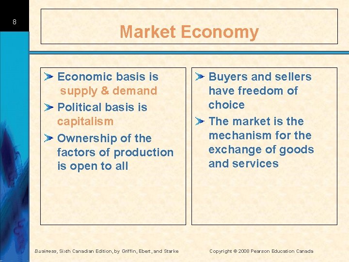 8 Market Economy Economic basis is supply & demand Political basis is capitalism Ownership
