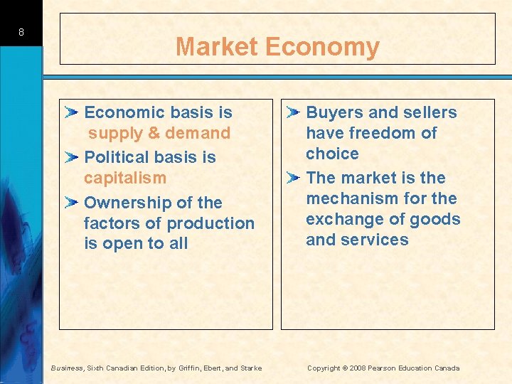 8 Market Economy Economic basis is supply & demand Political basis is capitalism Ownership 8 Market Economy Economic basis is supply & demand Political basis is capitalism Ownership
