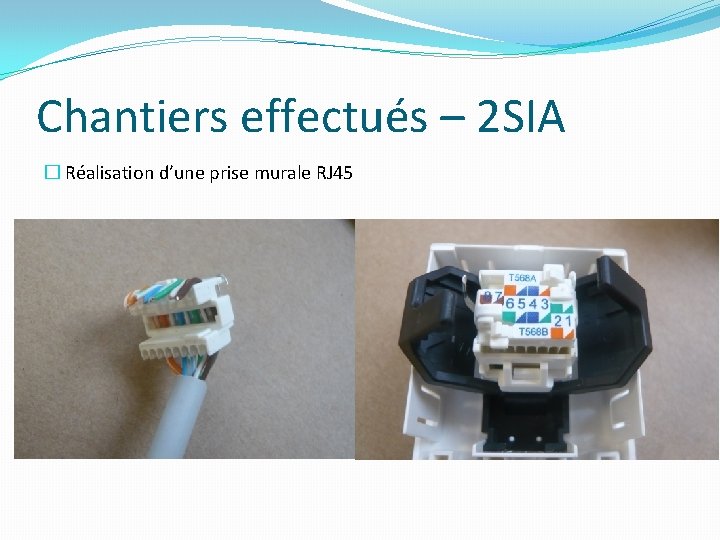 Chantiers effectués – 2 SIA � Réalisation d’une prise murale RJ 45 Chantiers effectués – 2 SIA � Réalisation d’une prise murale RJ 45