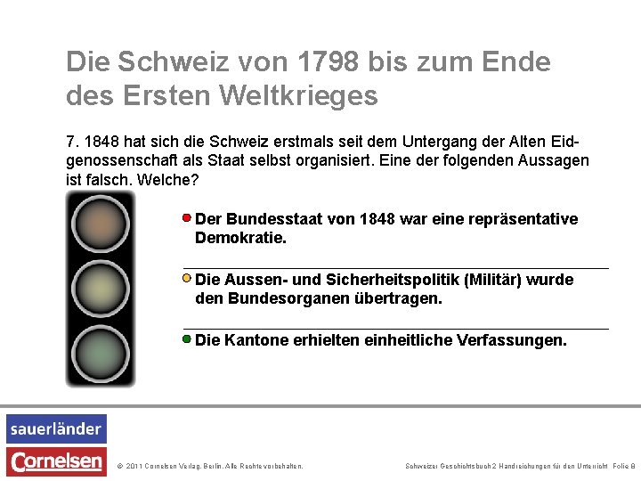 Die Schweiz von 1798 bis zum Ende des Ersten Weltkrieges 7. 1848 hat sich