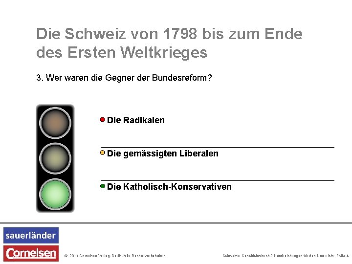 Die Schweiz von 1798 bis zum Ende des Ersten Weltkrieges 3. Wer waren die