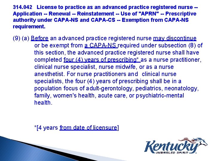 314. 042 License to practice as an advanced practice registered nurse -Application -- Renewal