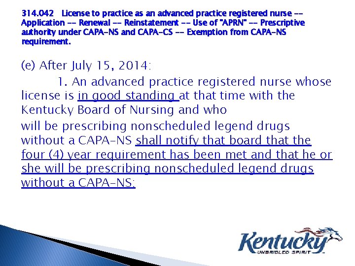 314. 042 License to practice as an advanced practice registered nurse -Application -- Renewal