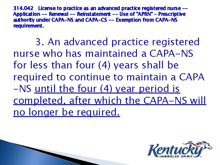 314. 042 License to practice as an advanced practice registered nurse -Application -- Renewal