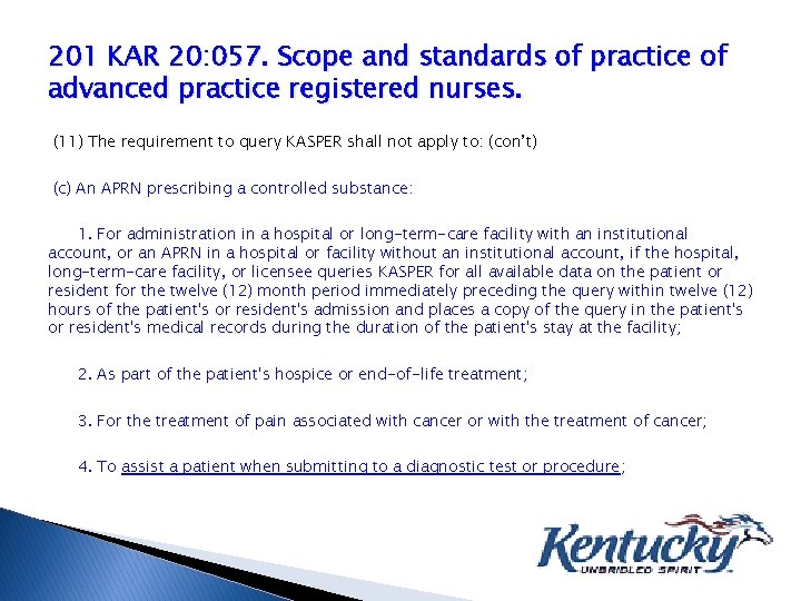 201 KAR 20: 057. Scope and standards of practice of advanced practice registered nurses.