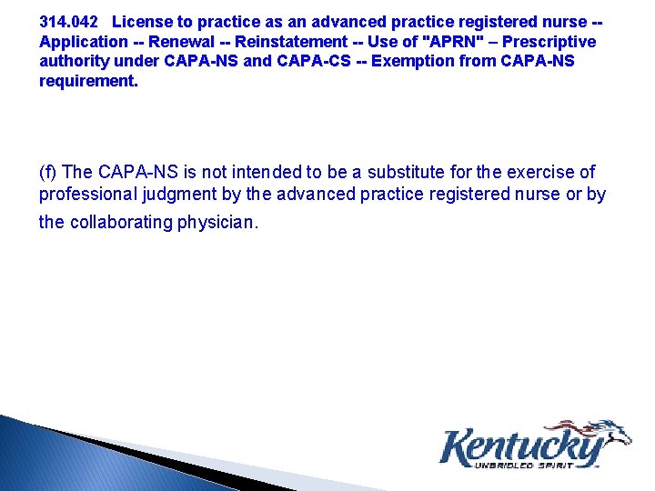 314. 042 License to practice as an advanced practice registered nurse -Application -- Renewal