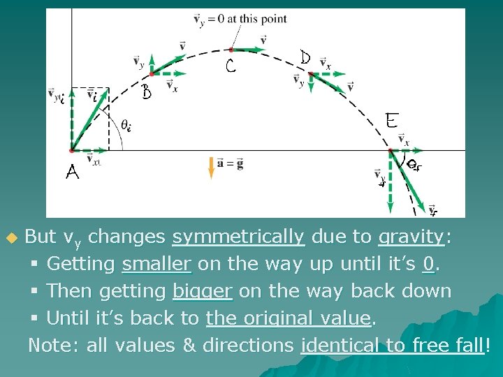 u But vy changes symmetrically due to gravity: § Getting smaller on the way