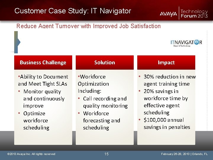 Customer Case Study: IT Navigator Reduce Agent Turnover with Improved Job Satisfaction “We have