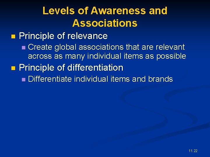 Levels of Awareness and Associations n Principle of relevance n n Create global associations