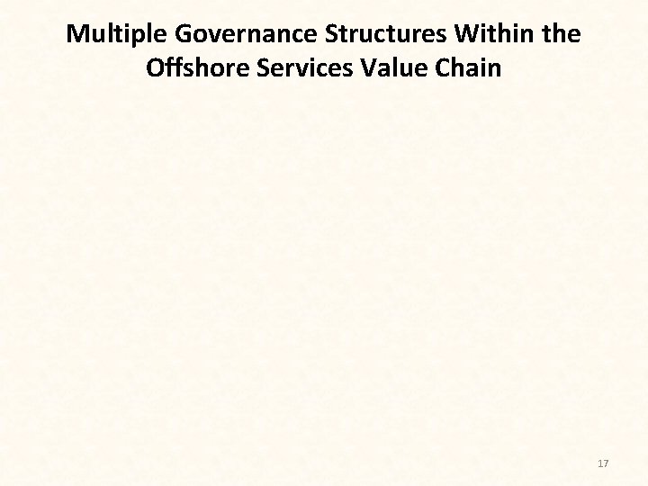 Multiple Governance Structures Within the Offshore Services Value Chain 17 
