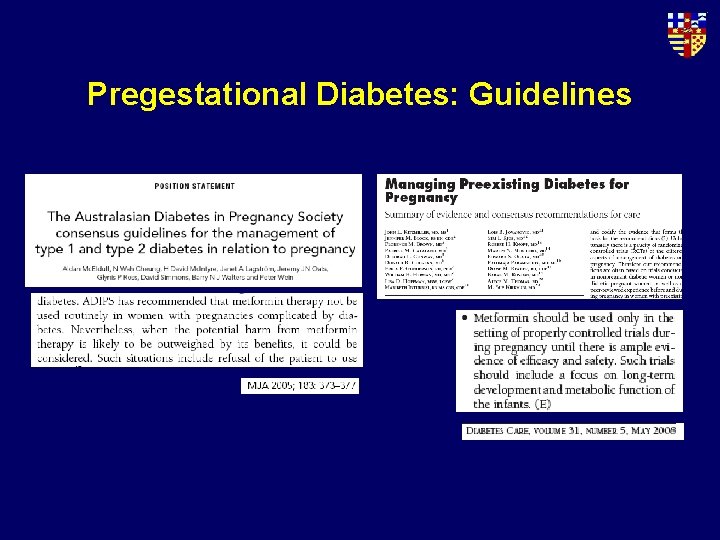 Pregestational Diabetes: Guidelines 