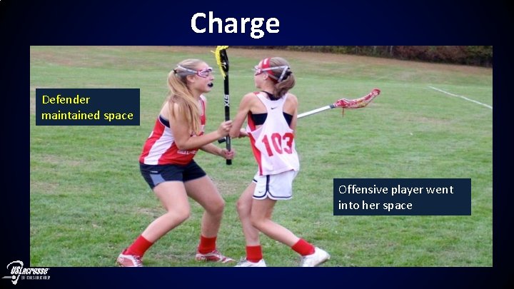 Charge Defender maintained space Offensive player went into her space 