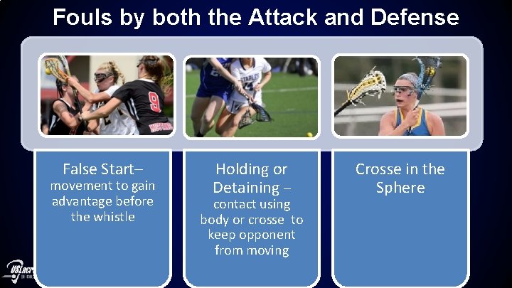 Fouls by both the Attack and Defense False Start– movement to gain advantage before
