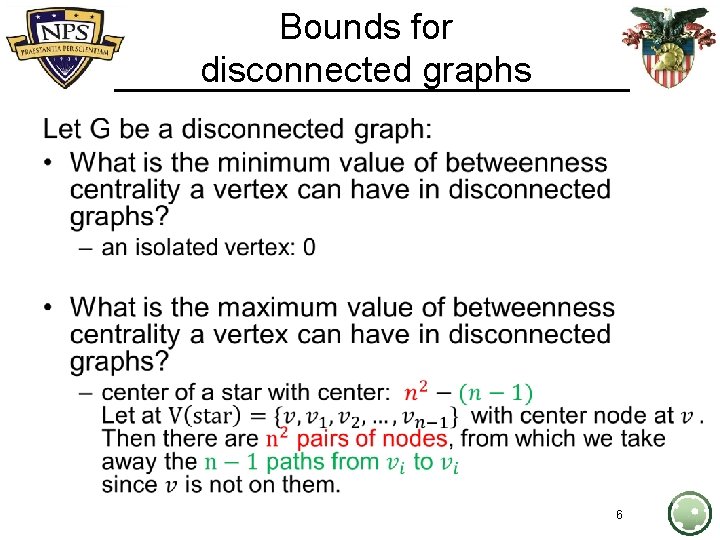 Bounds for disconnected graphs • 6 