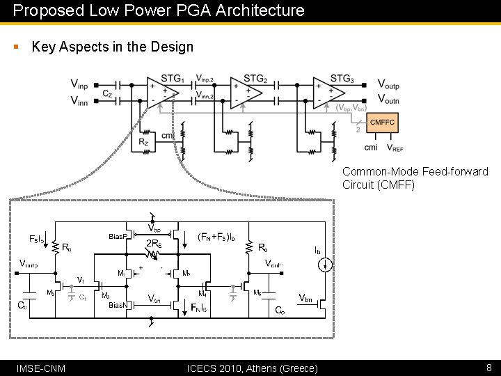 Proposed Low Power PGA Architecture § Key Aspects in the Design Common-Mode Feed-forward Circuit