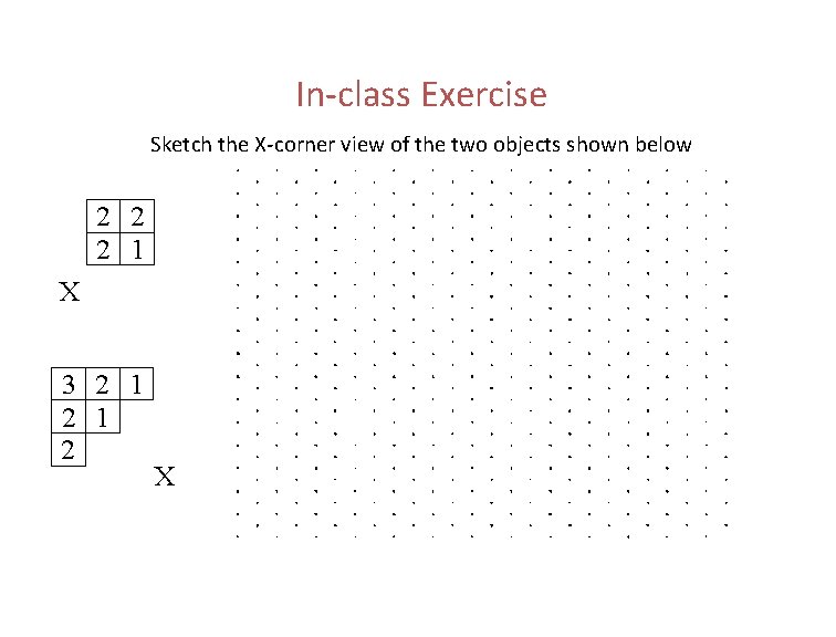 In-class Exercise Sketch the X-corner view of the two objects shown below 2 2 In-class Exercise Sketch the X-corner view of the two objects shown below 2 2